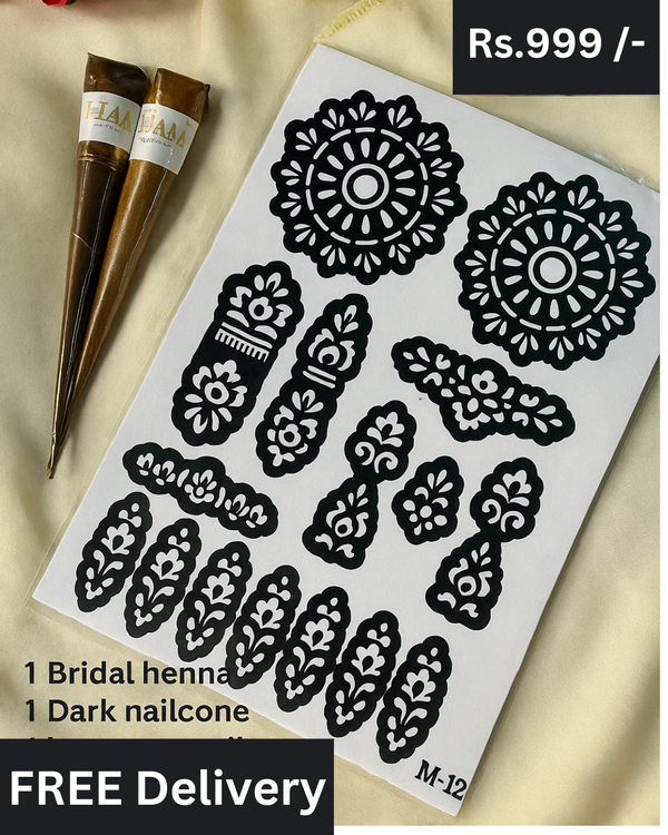Mehndi Stencils Designs for Women + 2 Mehndi Cone