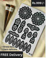 Mehndi Stencils Designs for Women + 2 Mehndi Cone