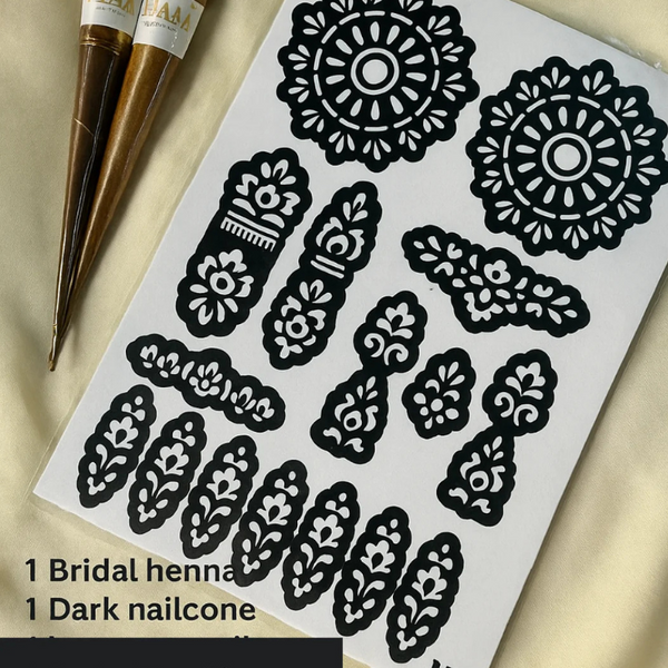 Mehndi Stencils Designs for Women + 2 Mehndi Cone